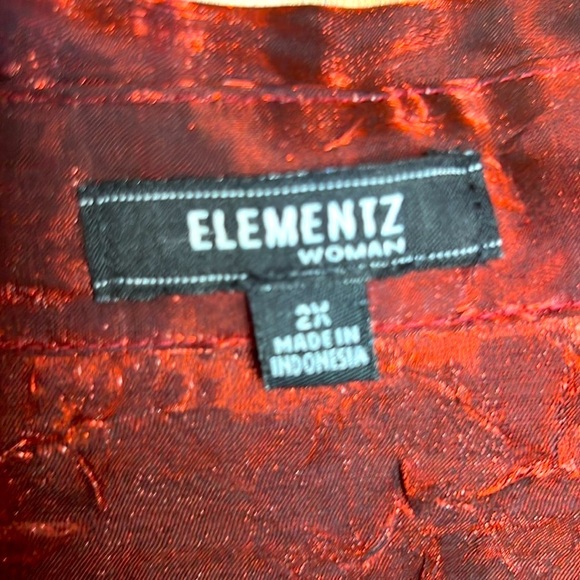 Artsy Whimsigoth Metallic Red Button Down Tunic Blouse | Women's 2X - Picture 5 of 11